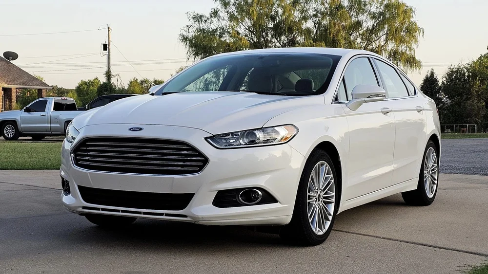 White Ford Fusion after Kaliber maintenance exterior detail