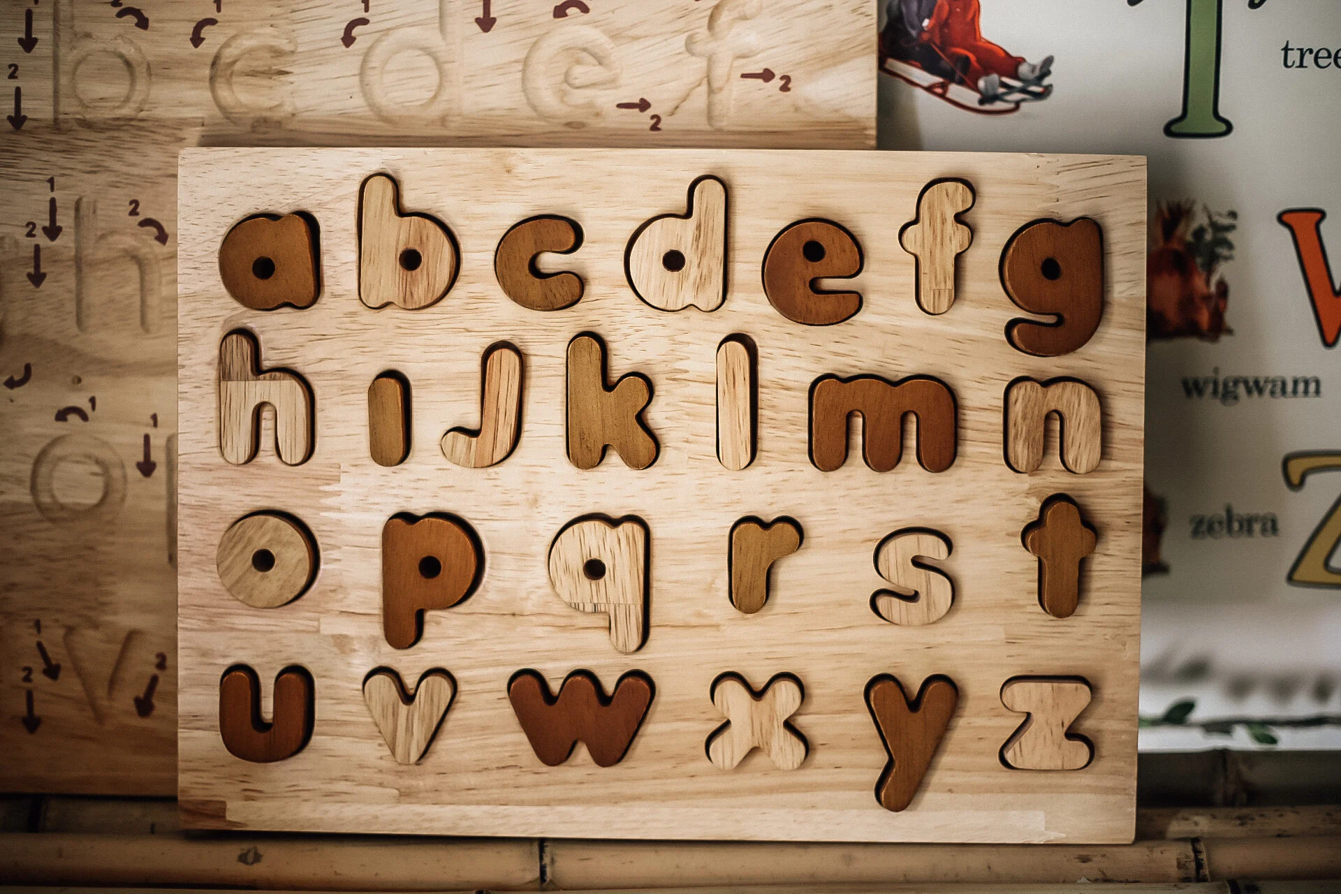 Q Toys Lowercase Alphabet Puzzle (Natural) Cruise Kids Children's