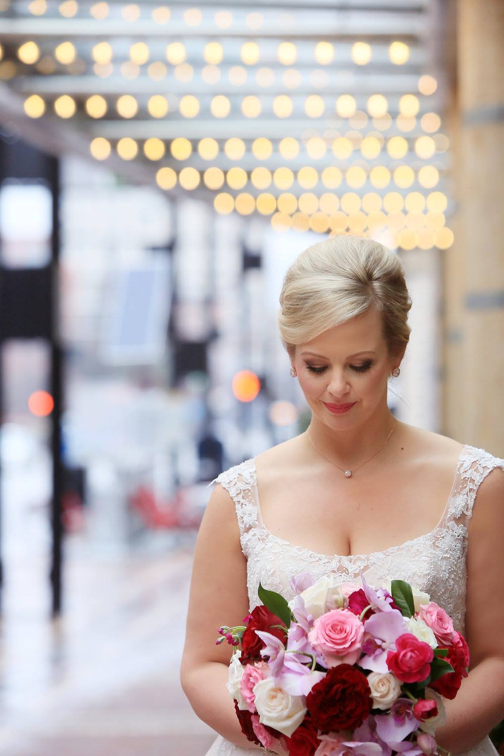 Winter wedding with lots of romance at Rhinegeist Brewery in Cincinnati. Florals by Yellow Canary. www.yellowcanaryonline.com 