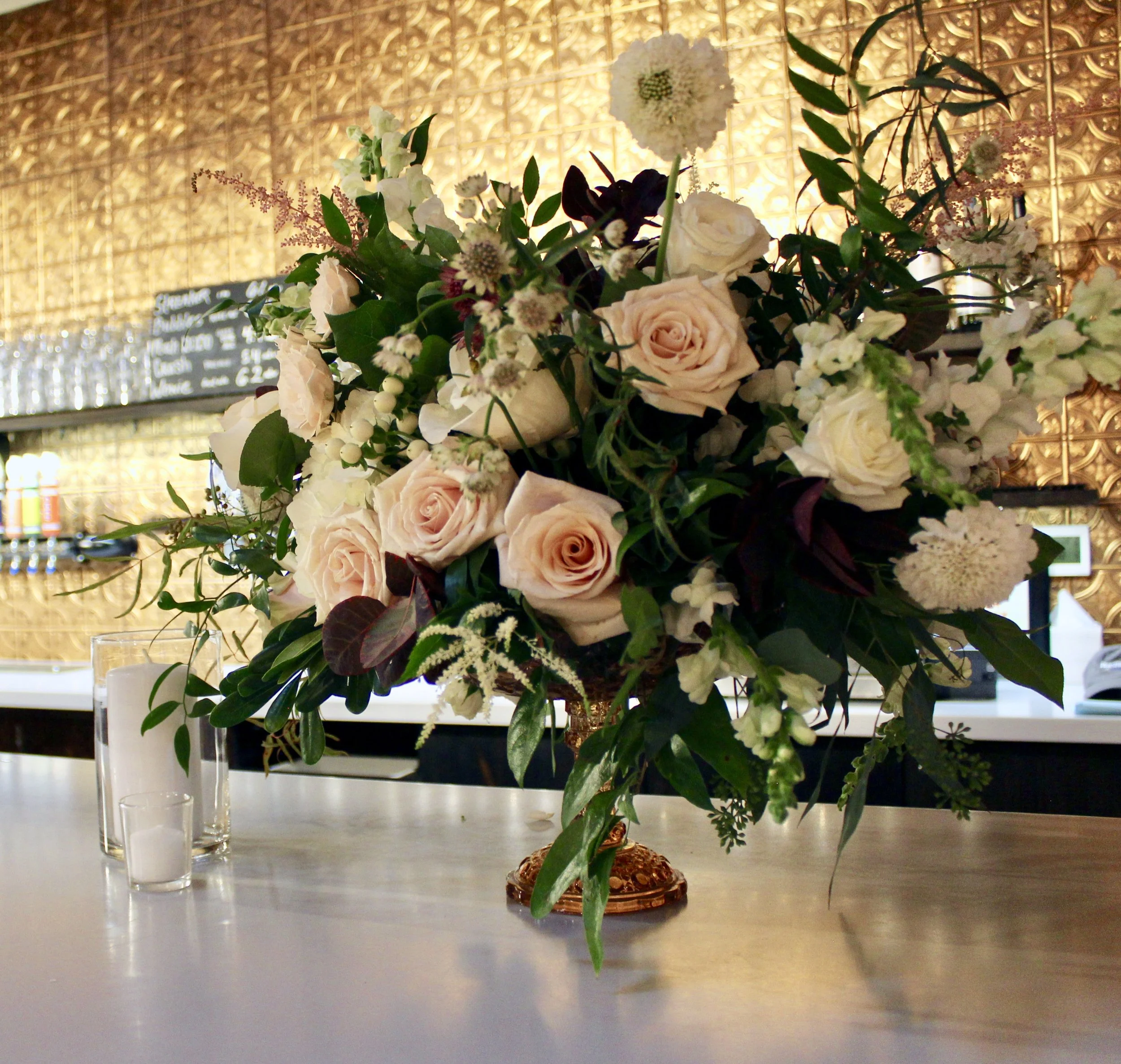 Romantic Rhinegeist Wedding Reception Florals by Yellow Canary