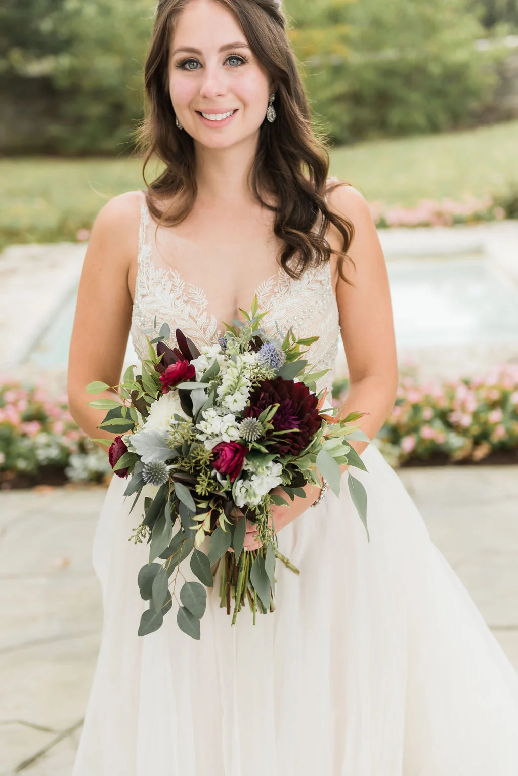Fall gem tone florals for Cincinnati wedding by Yellow Canary