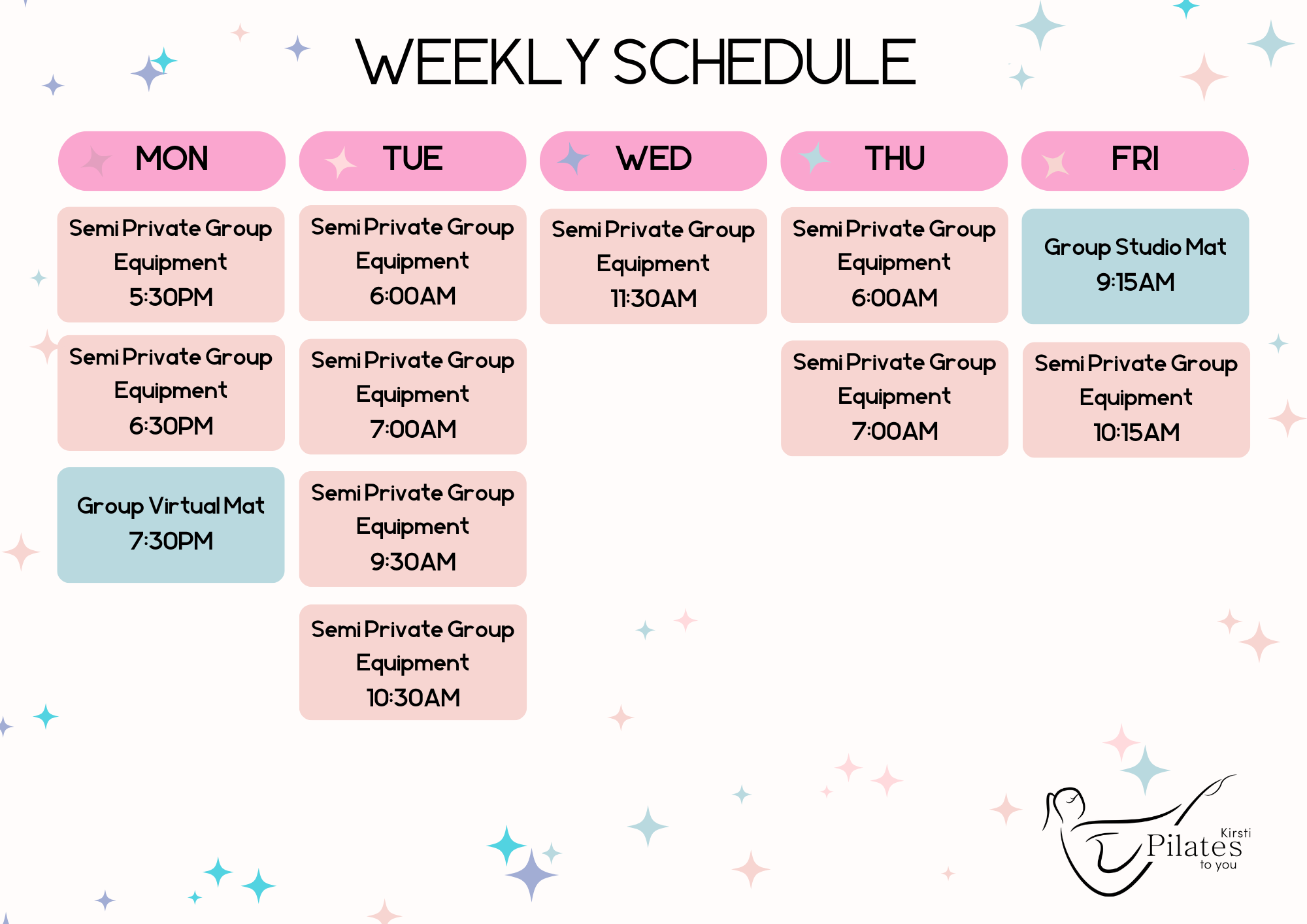 Group Sessions & Packages — Kirsti Pilates to You