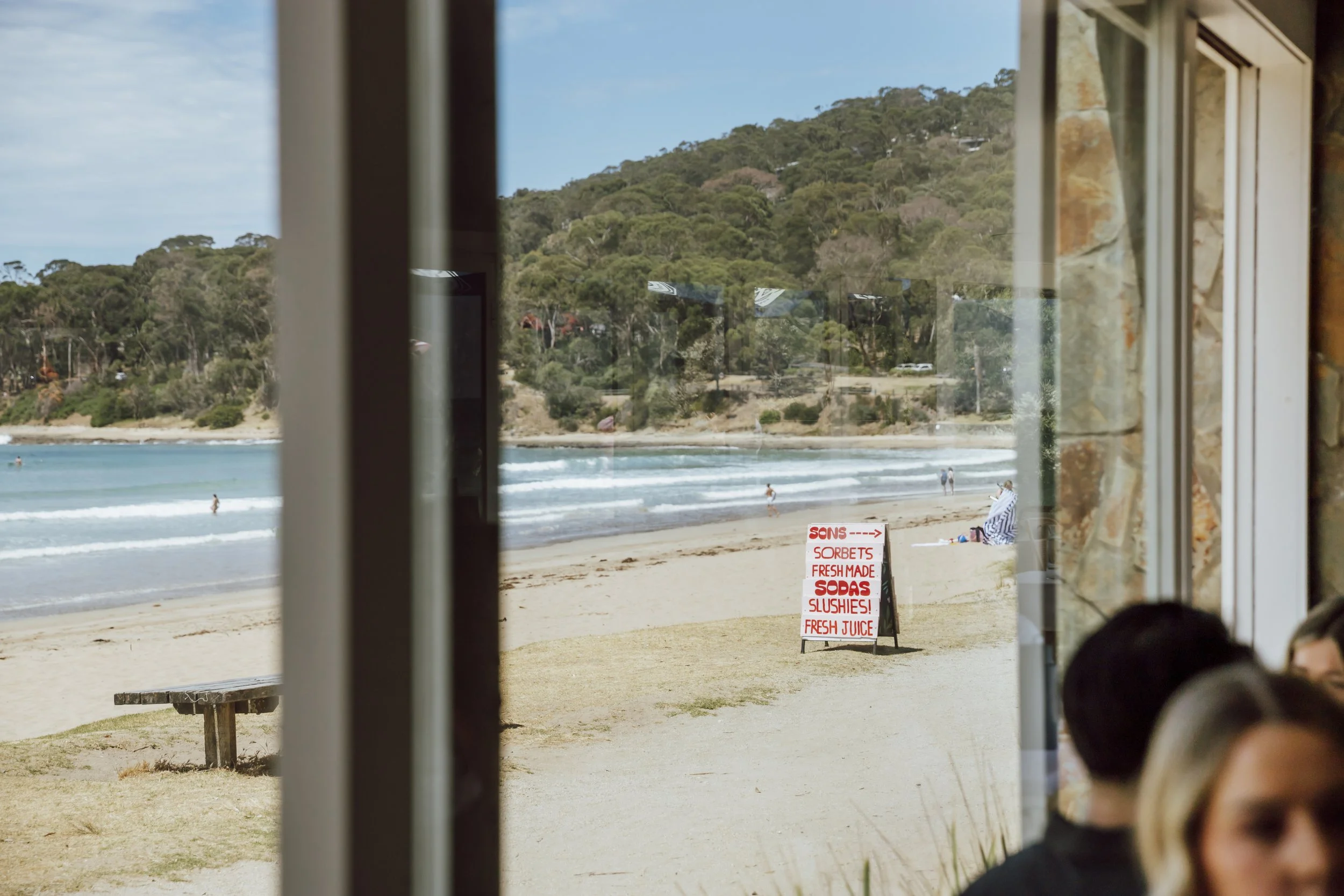 View of Lorne beach from inside a corporate offsite venue