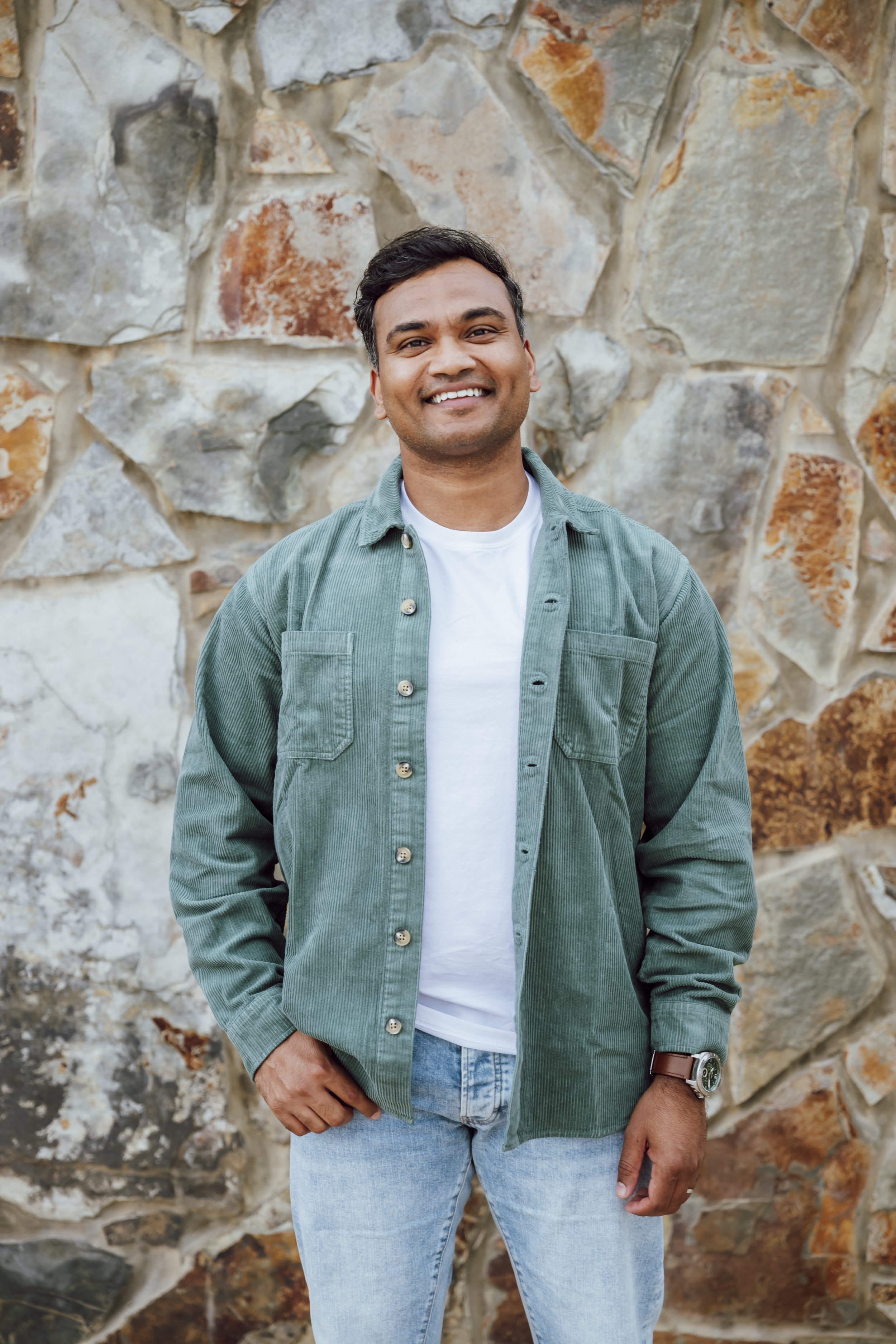 Natural light staff headshot taken at a company offsite on the Great Ocean Road