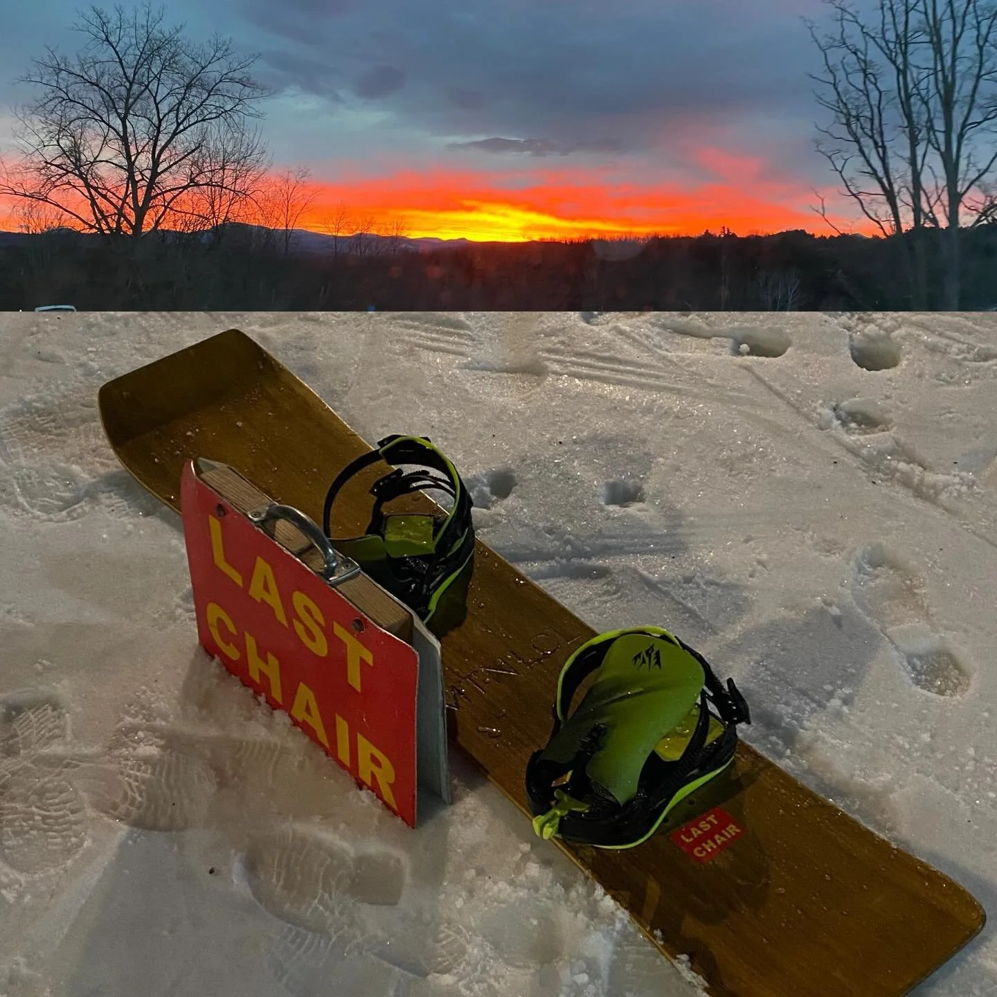 Remember &ldquo; First chair, Last Call&rdquo; ??
&bull;
I started my shift yesterday morning, pre-first chair and ended with Last Chair on the same lift at the end of the night. Life is good.
&bull;
Perks of @boltonskipatrol 
&bull;
#woodcarver
#alw
