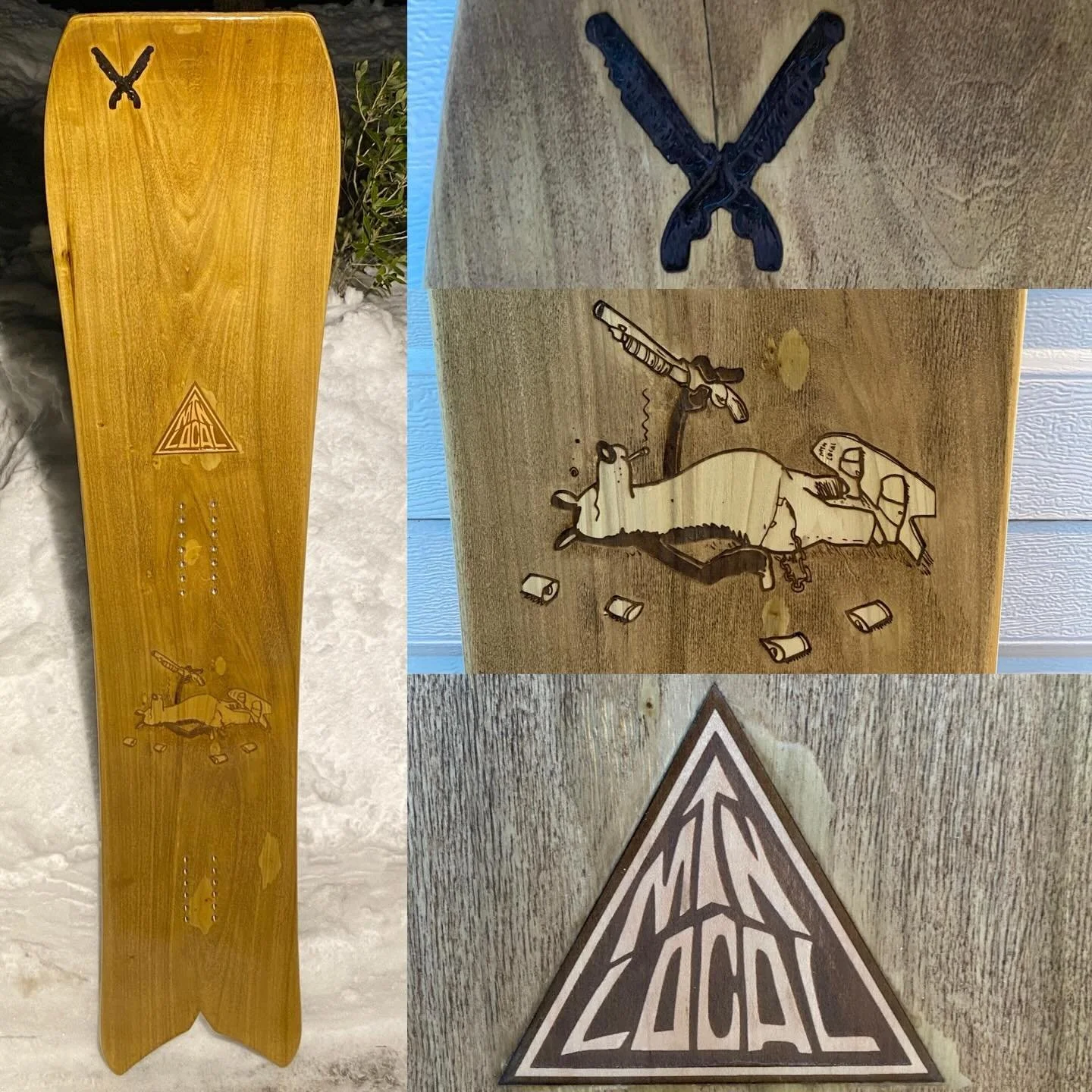 &ldquo;Death Stick&rdquo; ala @el_peso71 
&bull;
A tribute / mashup to Tarquin Robbin&rsquo;s and the Hamm&rsquo;s bear. Crossed shotgun butterfly inlay in black dyed maple. 
&bull;
Laser engraved original art by @el_peso71 
&bull;
Ultra quick graphi