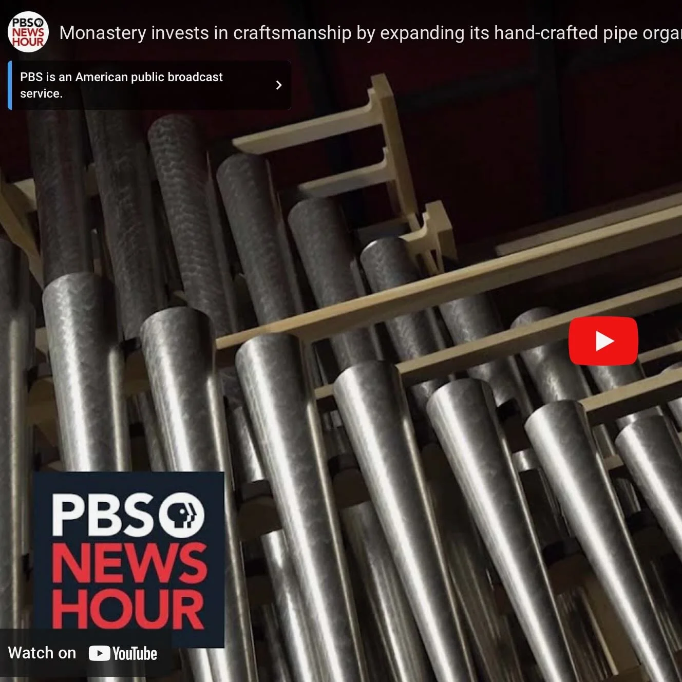 PBS Newshour Segment Featuring Abbey Organ Builders and Woodworking