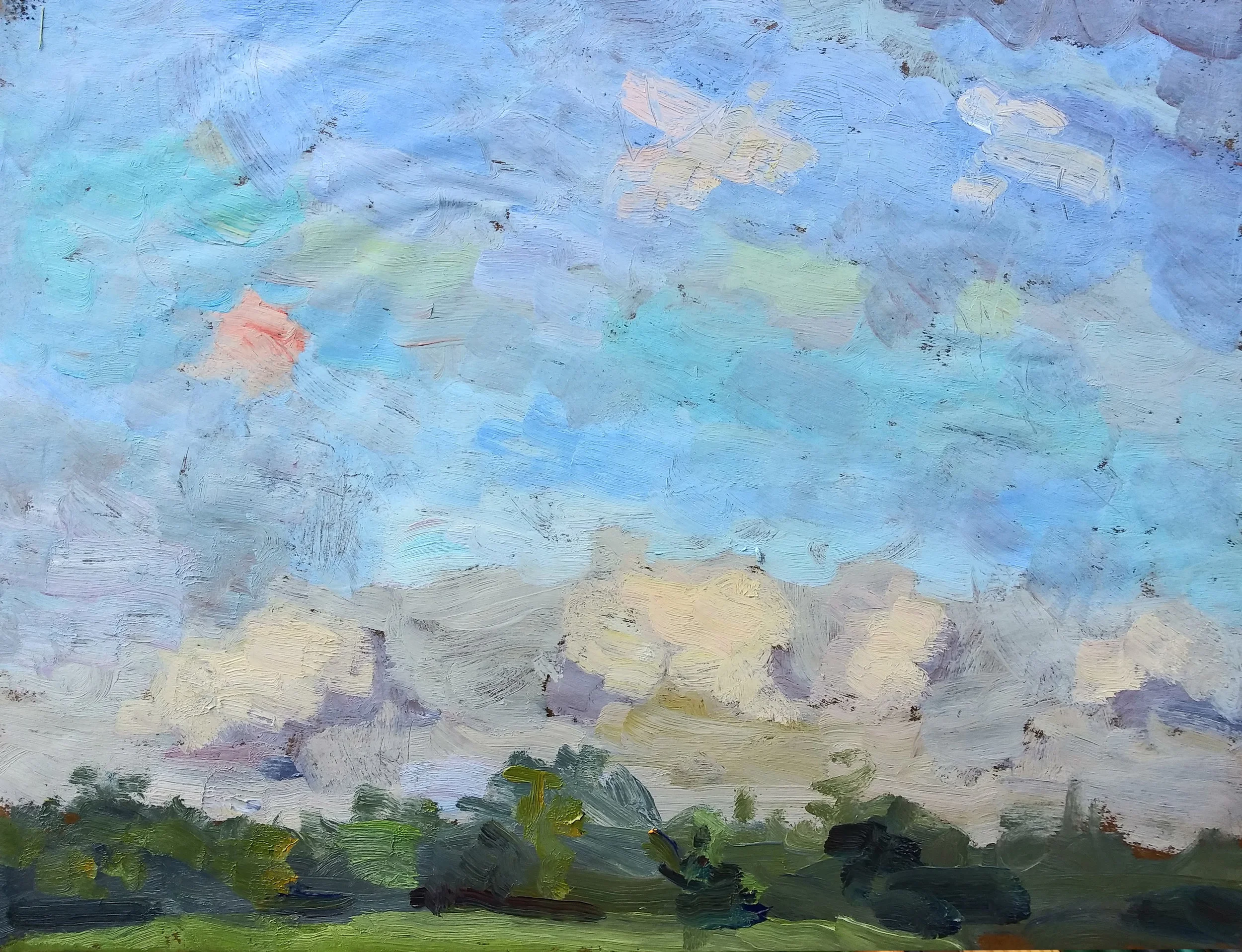 A recent oil sketch which illustrates the trouble a little bit of phthalocyanine blue can bring.