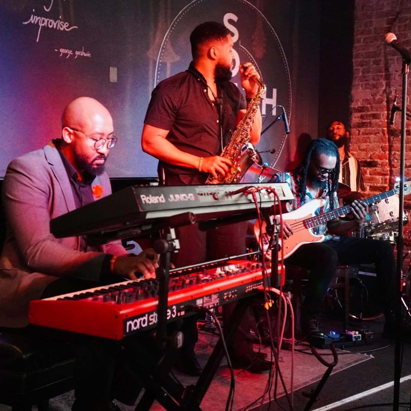 We hope you enjoyed our debut performance at @southjazzkitchen; we definitely did! 😊
.
📷: @arshaylacreativestudios 
.
#TheSmoothShow #livemusic #phillylivemusic #live #music #philly #philadelphia #musician #band #sax #saxophone #drums #bass #piano 