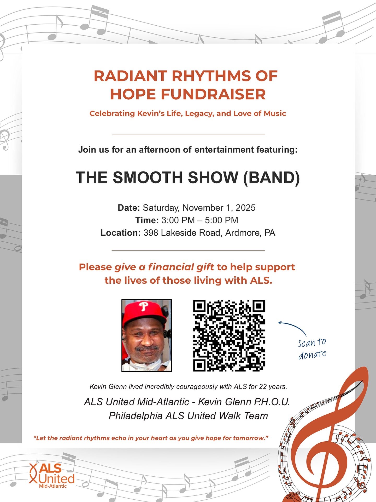 The Smooth Show&rsquo;s rhythm section is honored to be performing as part of this fundraiser in support of @alsmidatlantic and in honor of Kevin Glenn. We hope you&rsquo;ll join us; let&rsquo;s make a positive impact! 
&bull;
🥁🎹🎸
#TheSmoothShow #