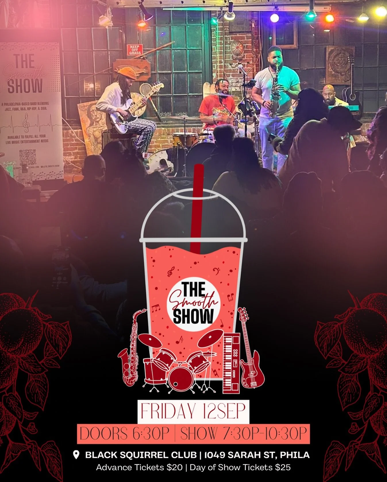 @the.smooth.show returns to @blacksquirrelclub on Friday 12Sep! The band is known for its engaging, entertaining shows; don&rsquo;t miss your next opportunity to see #TheSmoothShow perform! 
&bull;
🎟️LINK IN @the.smooth.show BIO🎟️
&bull;
🎷🥁🎹🎸
#