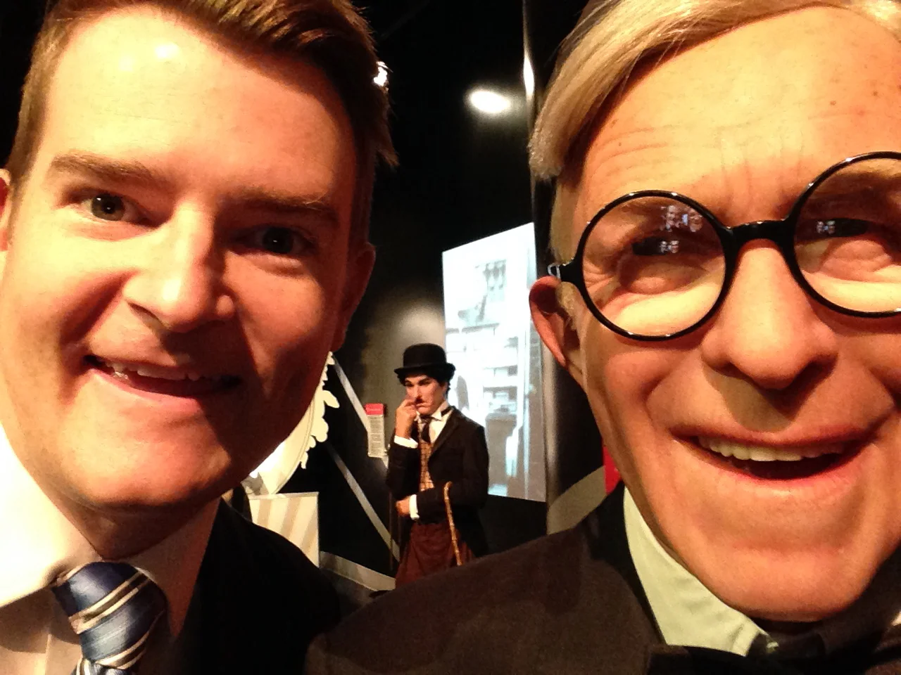 Canadian icon George Burns may be 119 years young, but his zingers haven't dulled one bit! And yes, that IS Canadian icon Charlie Chaplin behind us!