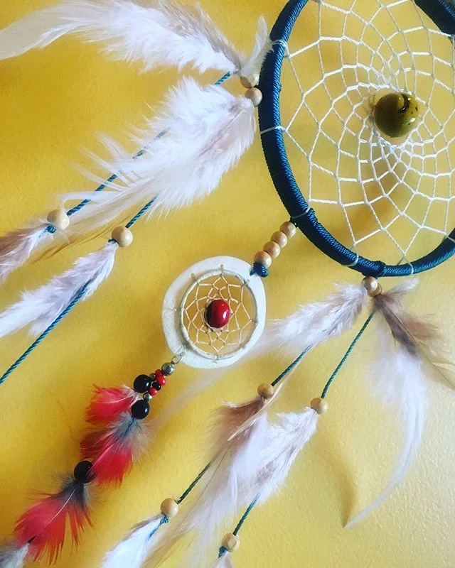6&rdquo; Boho Inspired Dream Catcher accompanied by a 1 1/2 inch - Orders can be placed via our website or you can DM us // Email us your request #inspired #nature #passion #life #dream #dreamcatcher #dreamcatchersforsale #handmade #handmadedreamcatc