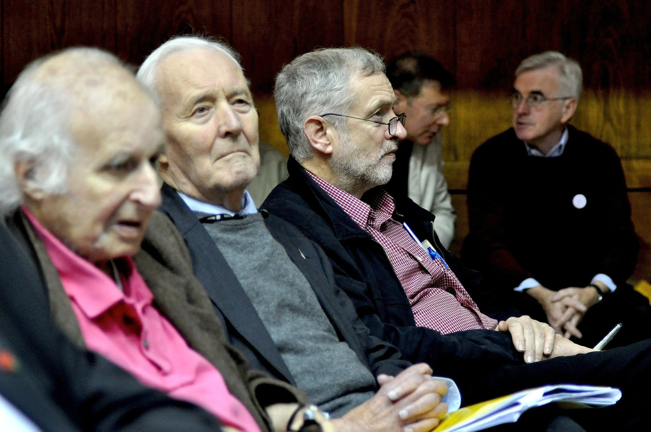 Walter Wolfgang (left), Tony Benn and Jeremy Corbyn (photo: Louise Whittle)