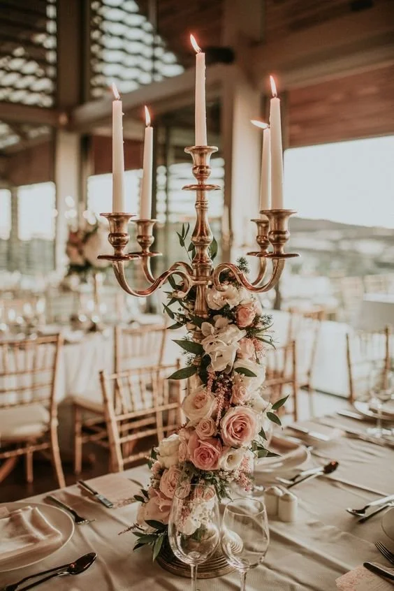 candleabras and flowers