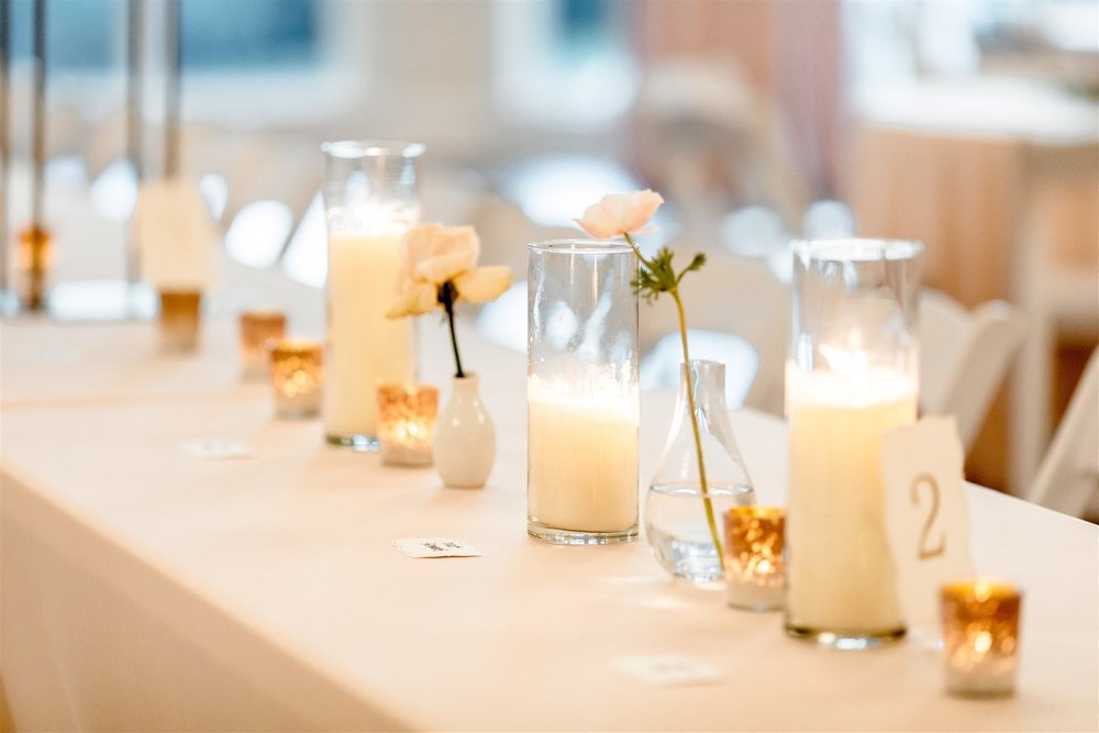 budvases and candles centerpiece