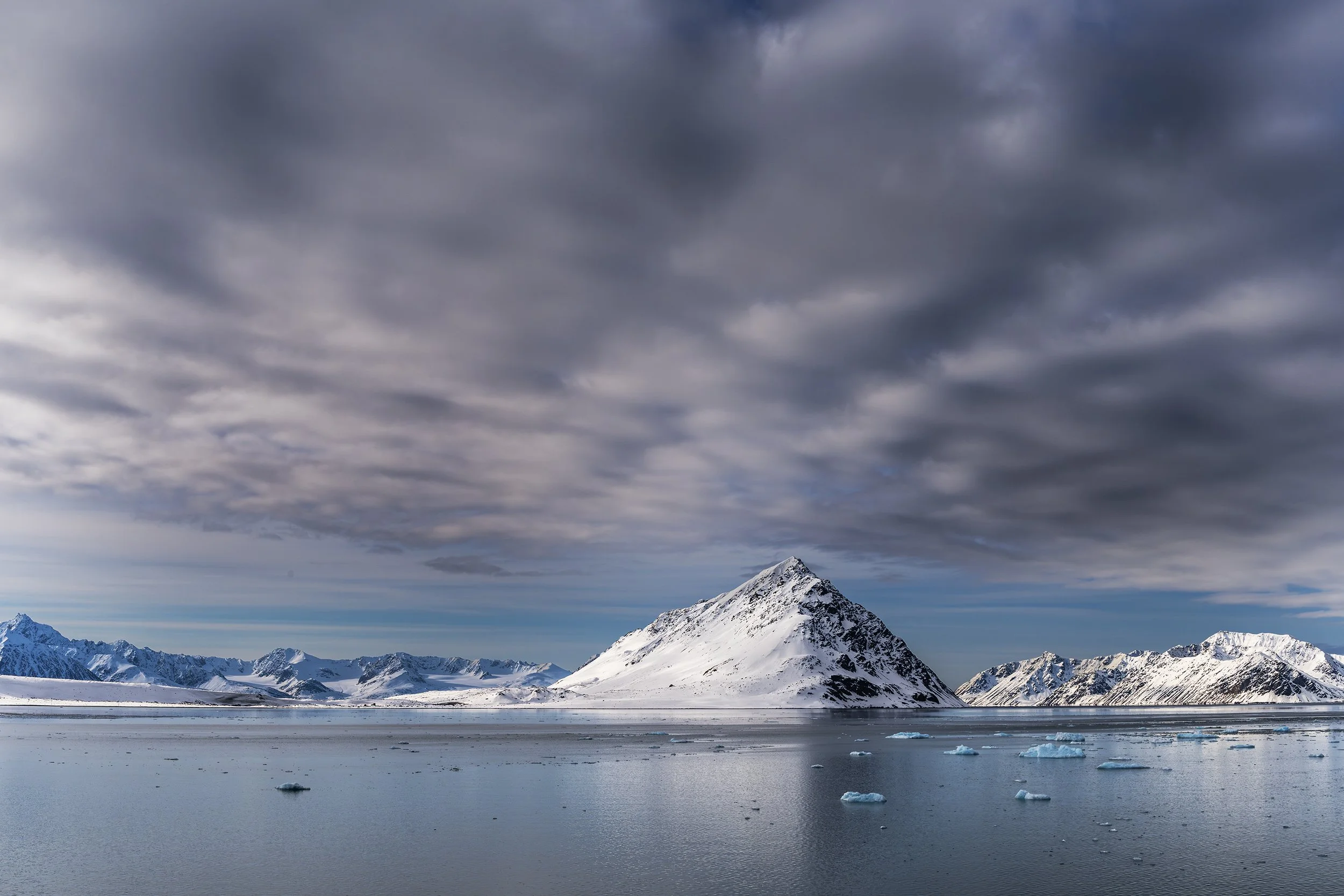 Pyramid Mountain and Glacier, Threatening Sky, Svalbard 2026