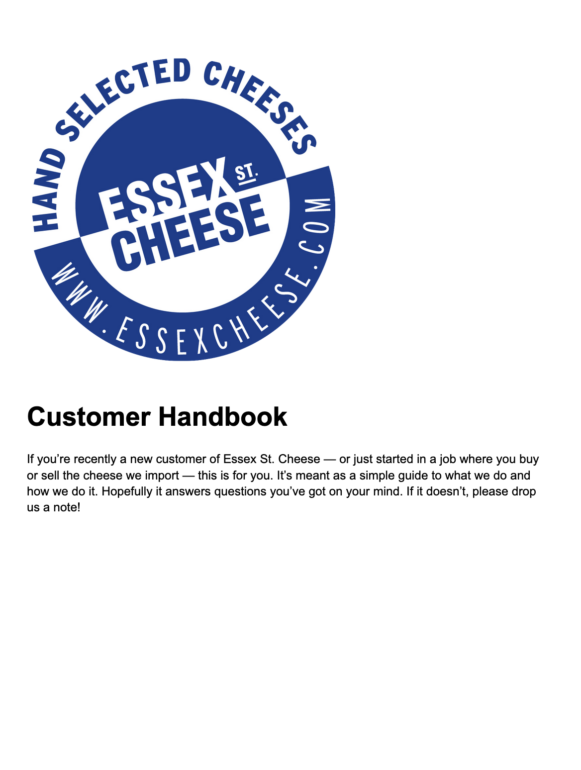 Essex Street cheese circular logo with text below it