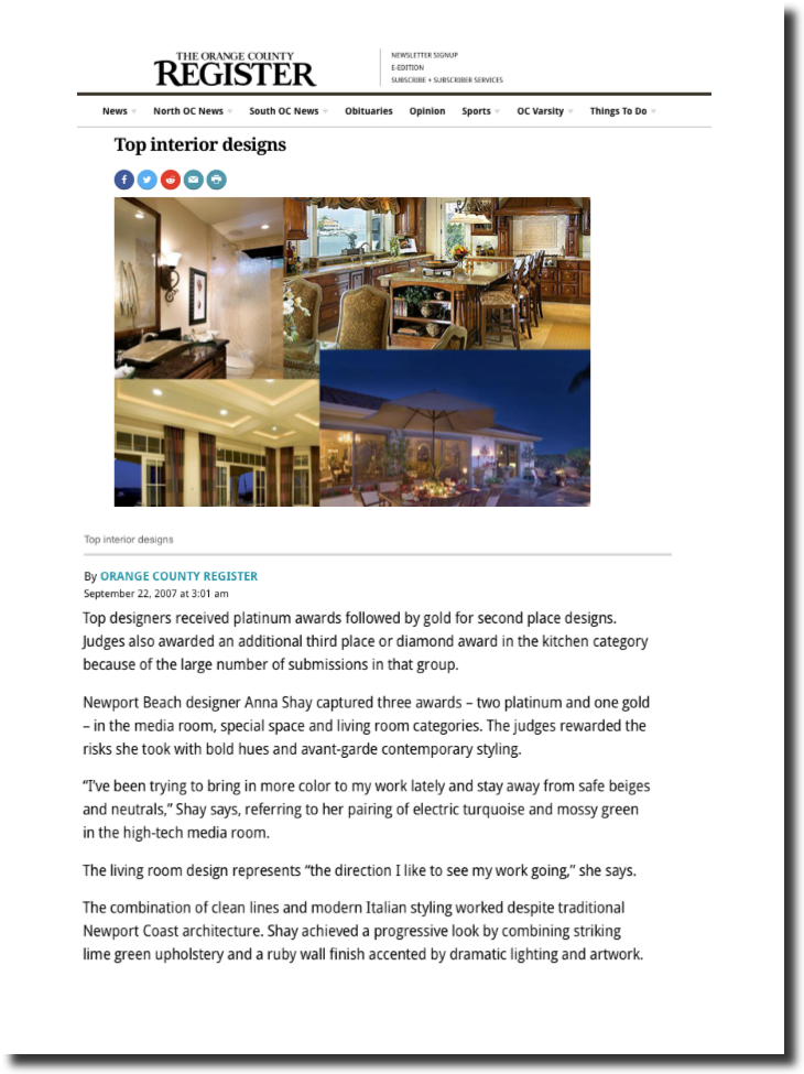 Top Interior Designers - Orange County Register