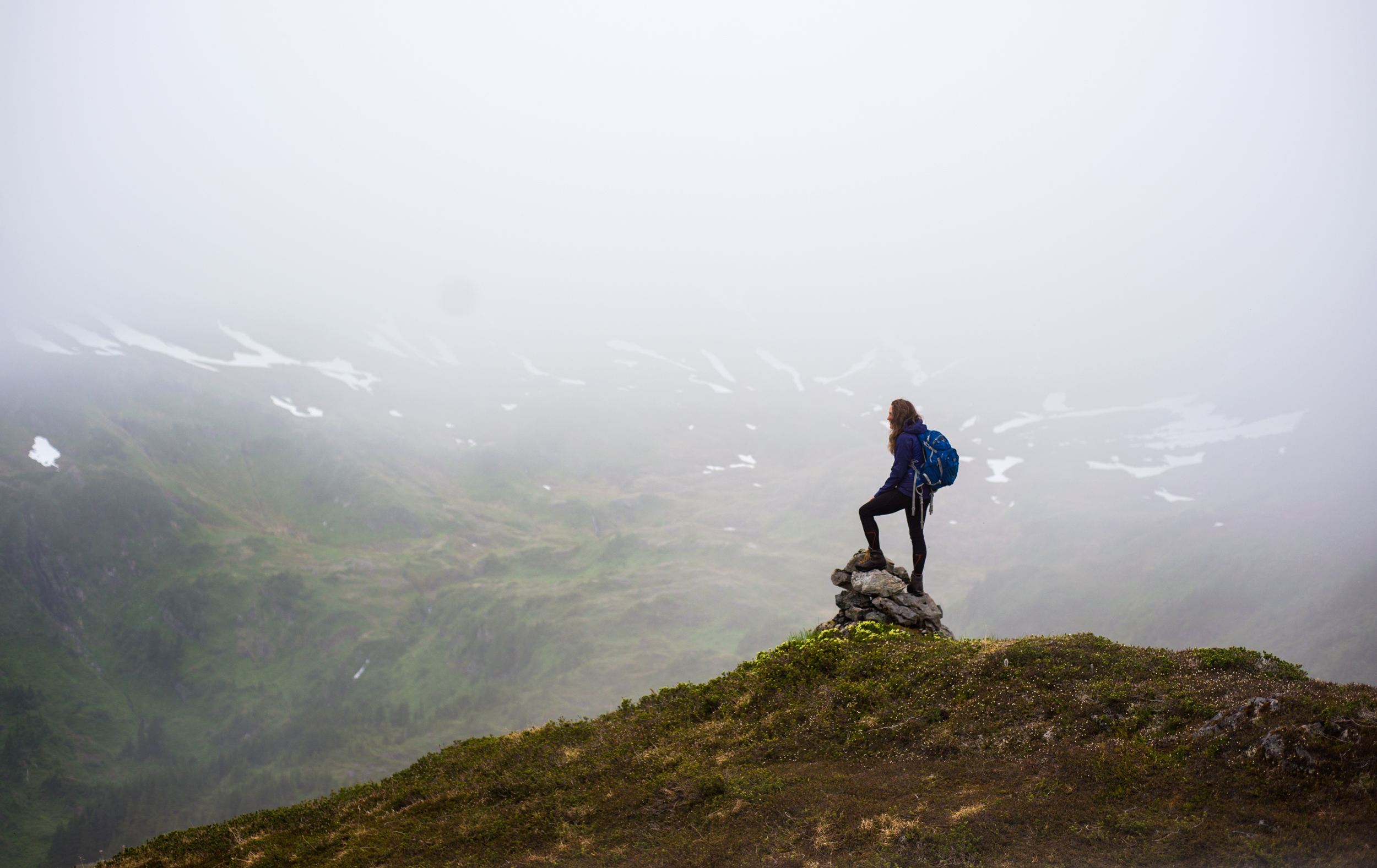  Camarata, who has lived and worked all over the lower forty-eight, has valued to her time in Alaska for pushing her to new extremes. On a day off surveying, we took a hike up Sheridan Mountain and talked about what the future looked like for the bot