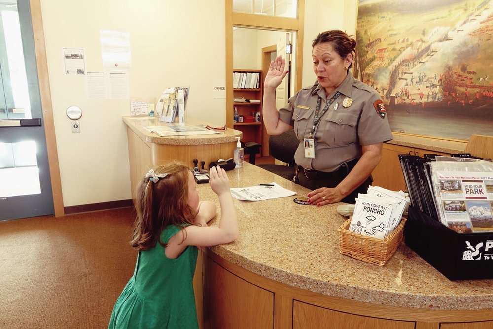 Mattie Grace getting "sworn in" as a Junior Ranger at one of our National Park visits. They have great programs for children of all ages!