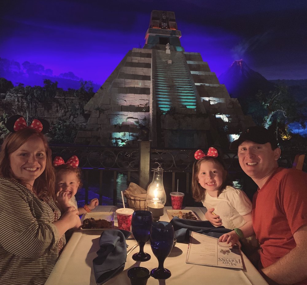 Courtney and Nathan with the girls at San Angel Inn Restaurante at Epcot!