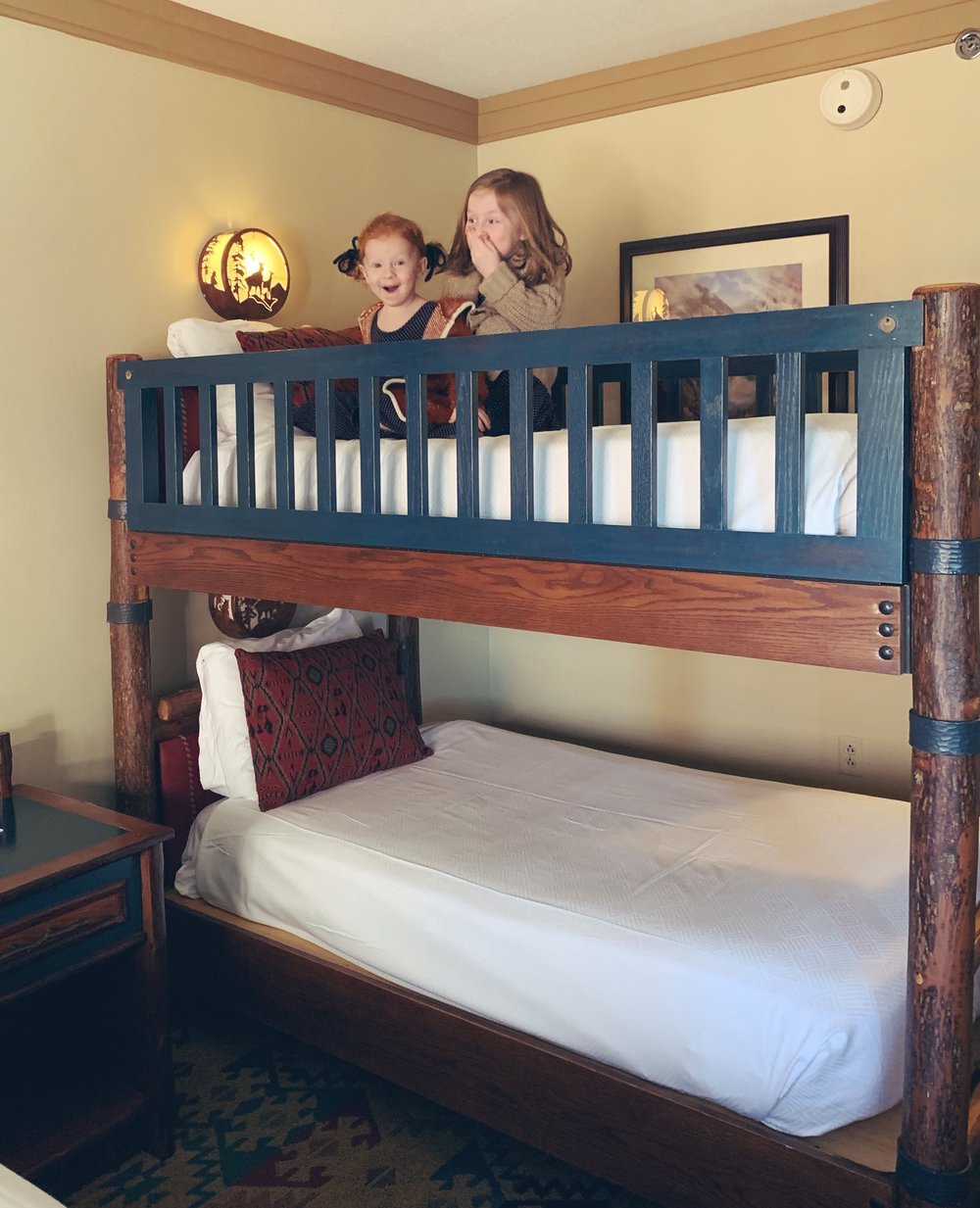 Courtney’s girls with their upgraded bunkbed at Disney’s Wilderness Lodge - they were so happy!