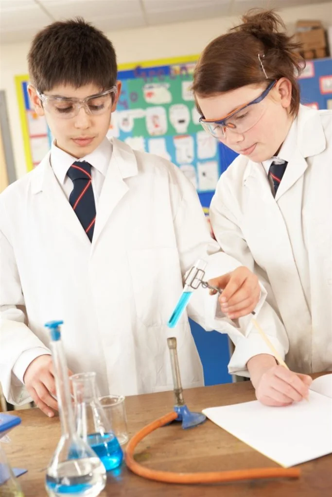 using lab equipment