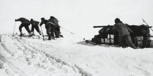 Scott's south polar expedition manhauling supplies Image from: https://www.huffingtonpost.com.au/2017/10/04/a-century-on-the-death-of-this-antarctic-explorer-remains-a-mystery_a_23233222/