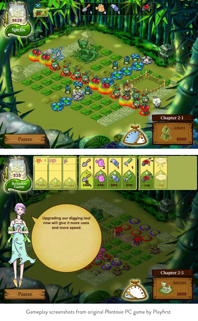 To better adapt the gameplay to a small mobile display, my team and I reimagined the playable area as a shelf garden, with players managing up to 9 pots at a time in a 3x3 grid. We came up with four unique settings to serve as backgrounds for each s