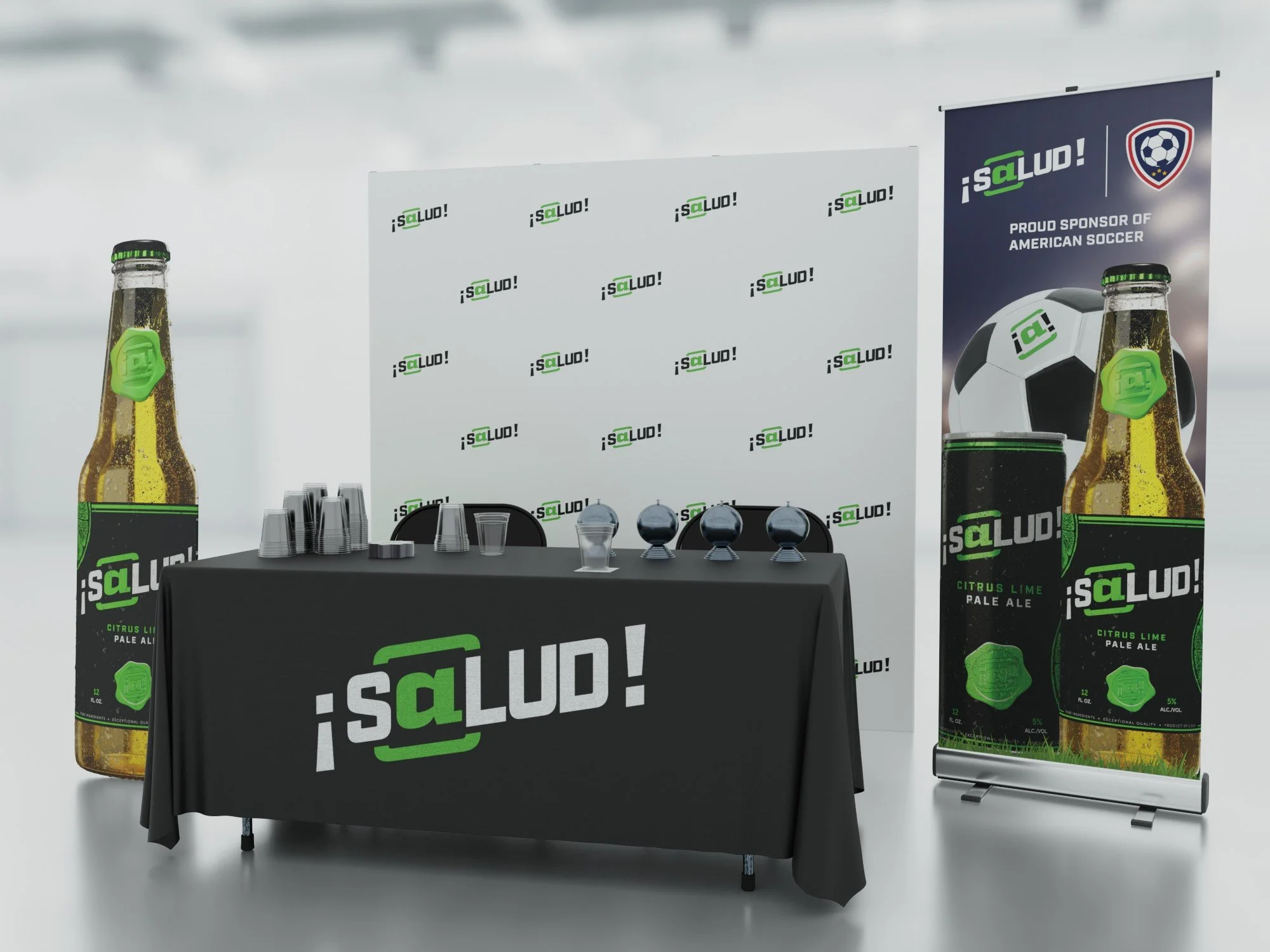 ¡S@lud! trade show booth rendering