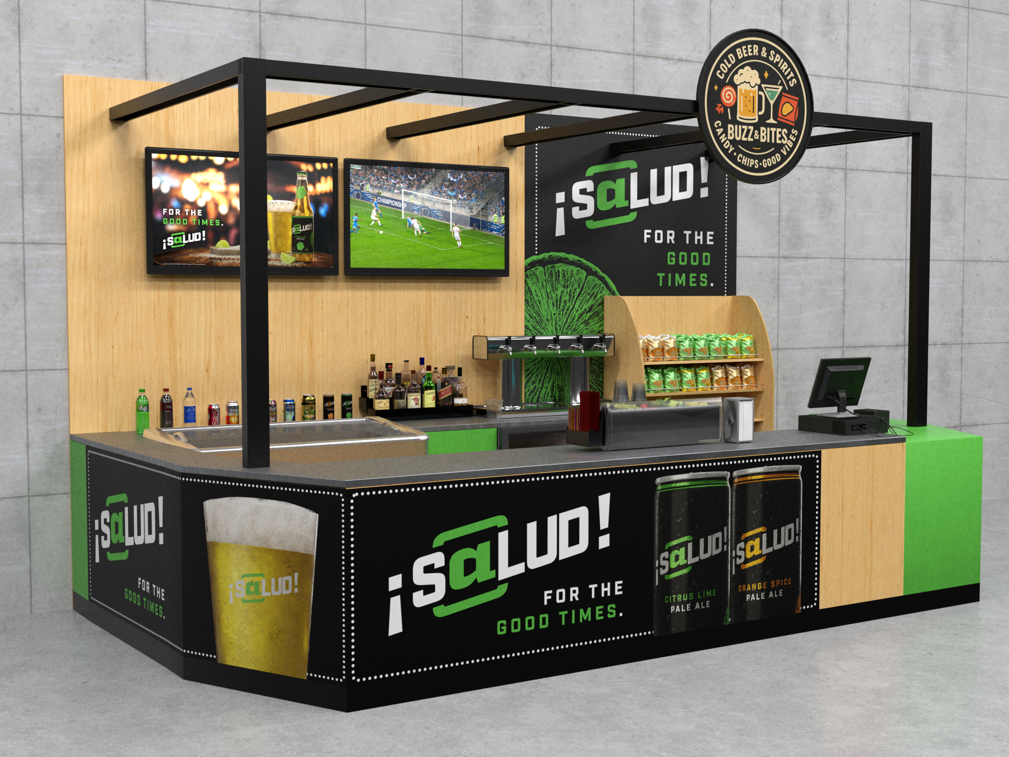 ¡S@lud! concessions stand mockup