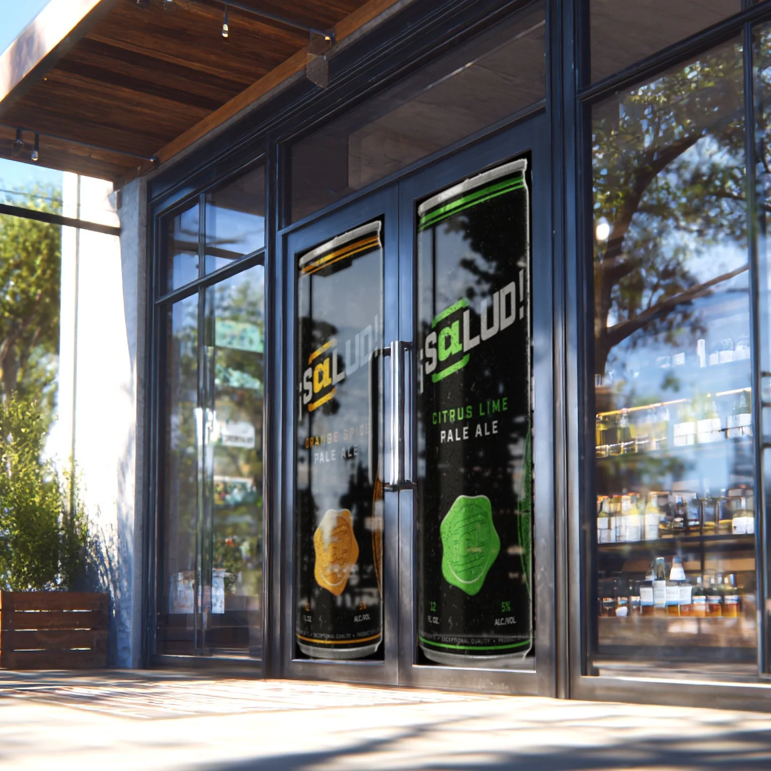 ¡S@lud! window perforated print mockup