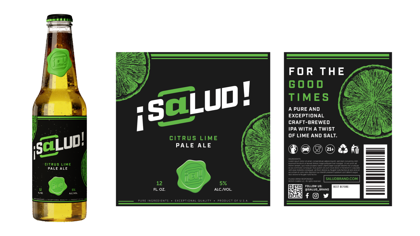¡S@lud! 12oz bottle & label