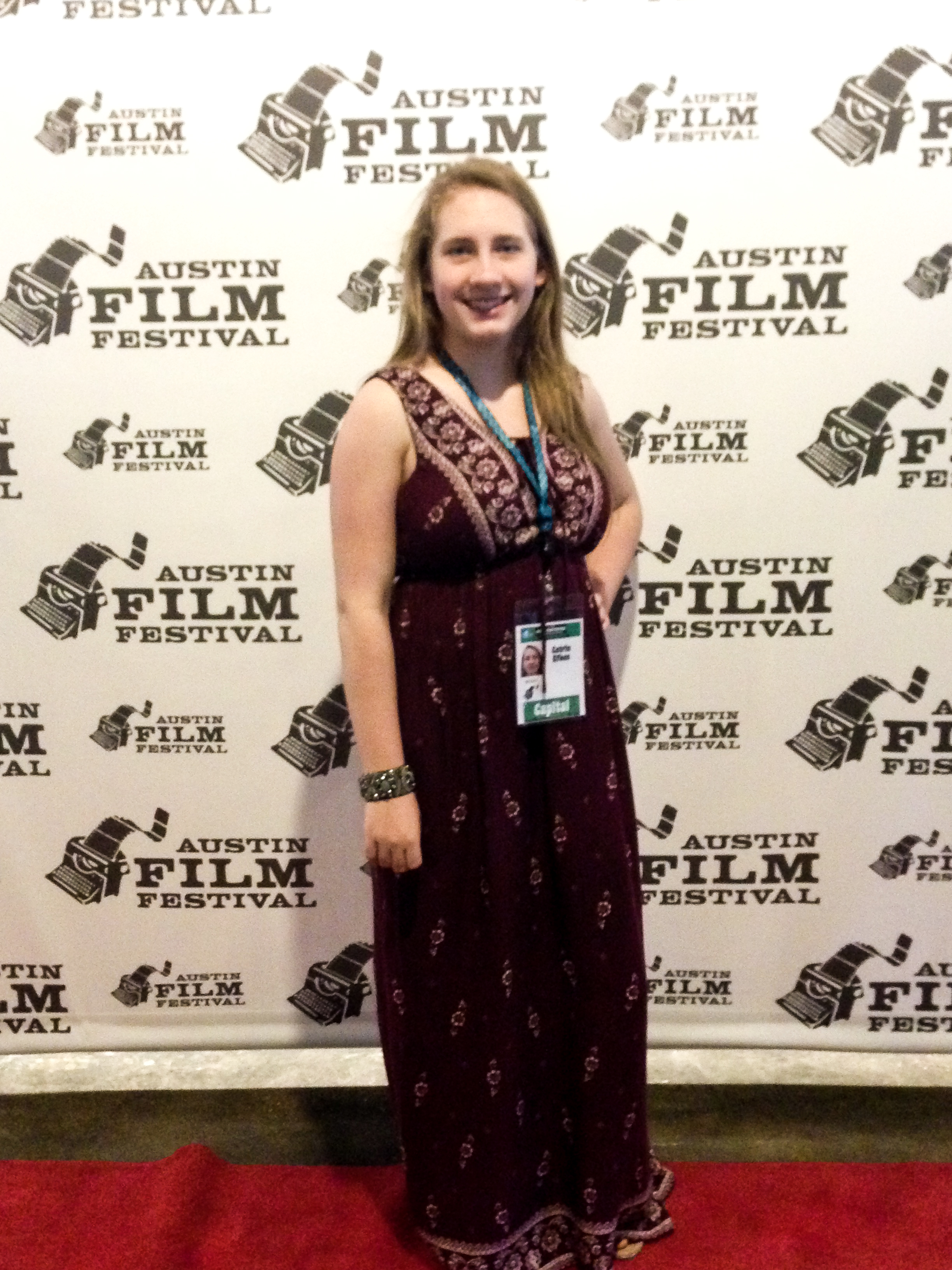 Catrin on the red carpet of Austin Film Festival for her film Pin The Tail On The Donkey