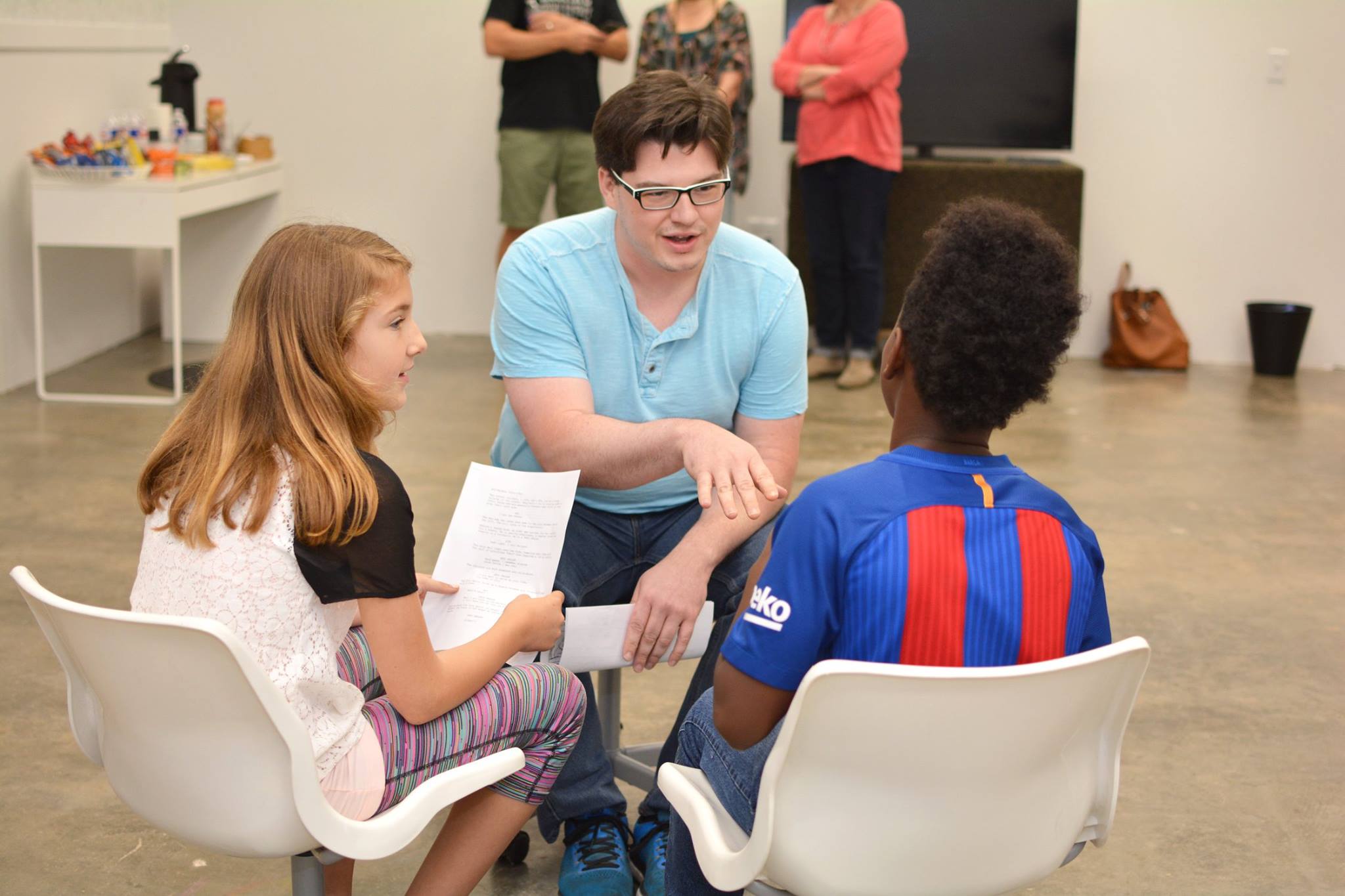 Joel (center) directing two of the actors for the Anti-Drug PSA Wizard of Truth