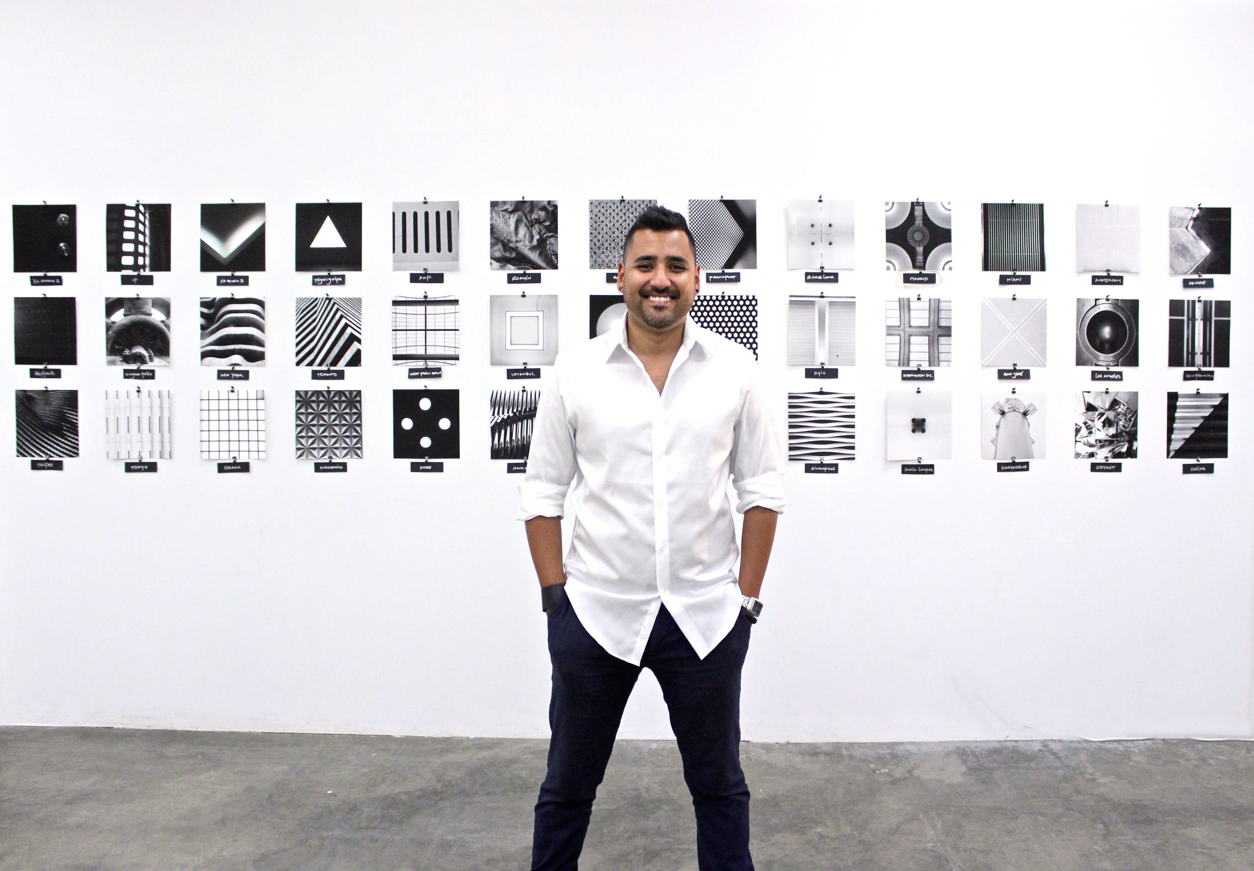 Carlos at opening night of his exhibition at Motion Media Arts Center