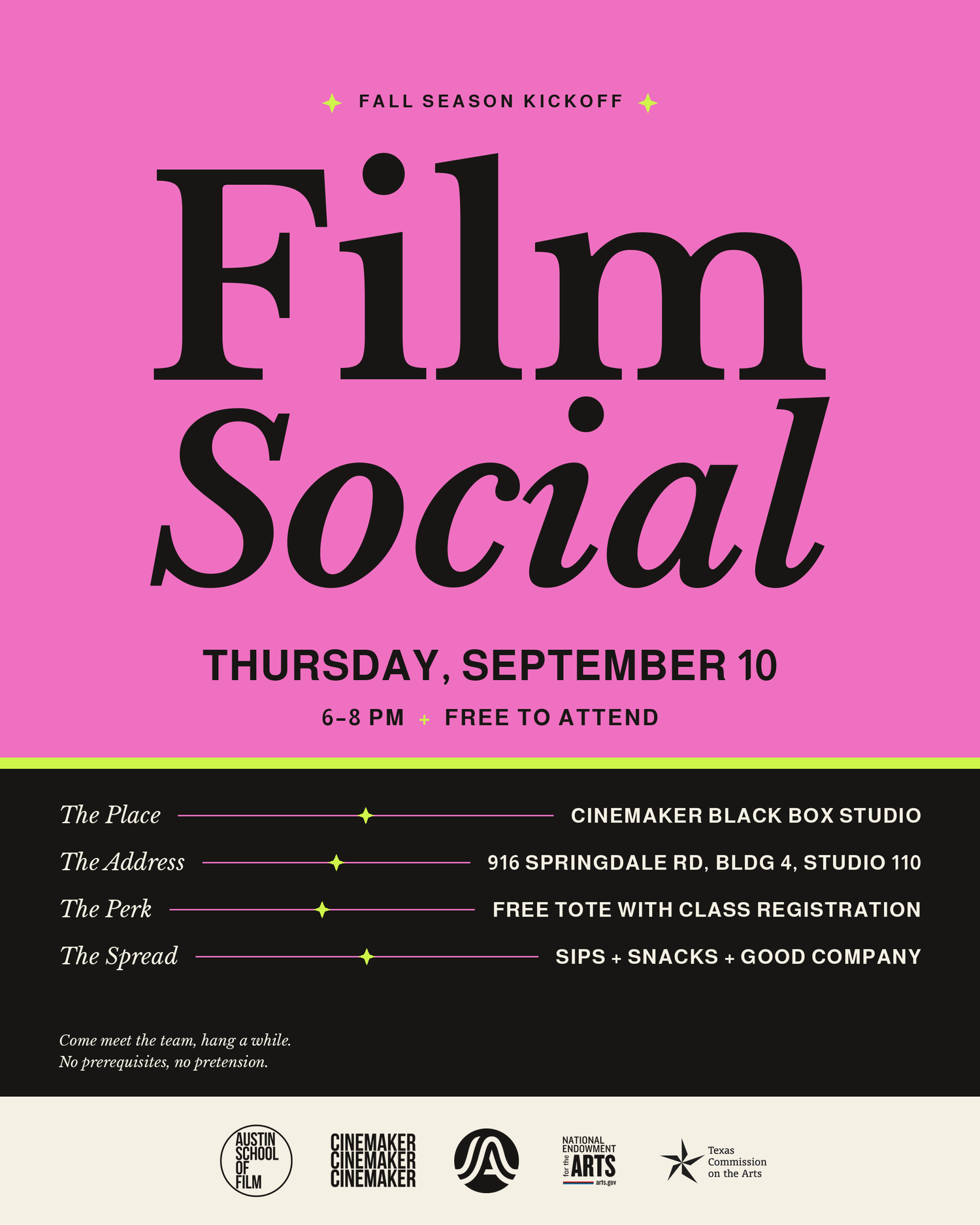 Fall Film Social at Cinemaker, Thursday September 10