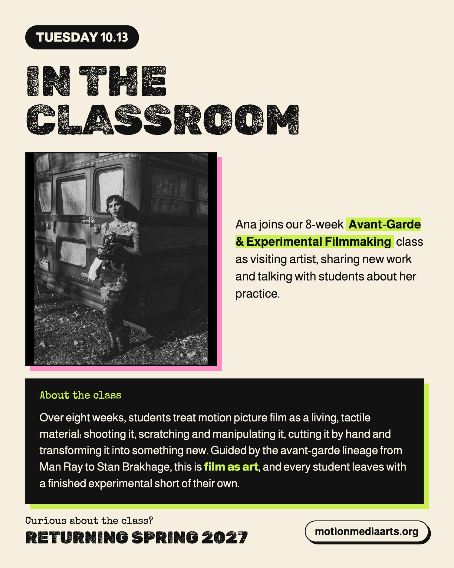 Tuesday 10.13: Ana visits the Avant-Garde and Experimental Filmmaking class