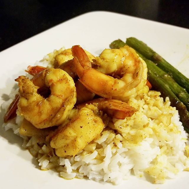 Whipped up some quick coconut curry shrimp for dinner tonight for my siblings and it was a hit