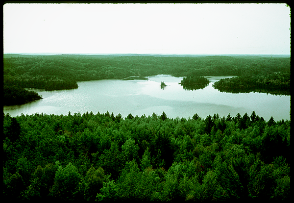 View of Lake Kawishiwi from a fire tower in the Boundary Waters Canoe Area, on the way to the Quetico Provincial Park, Ontario, Canada.