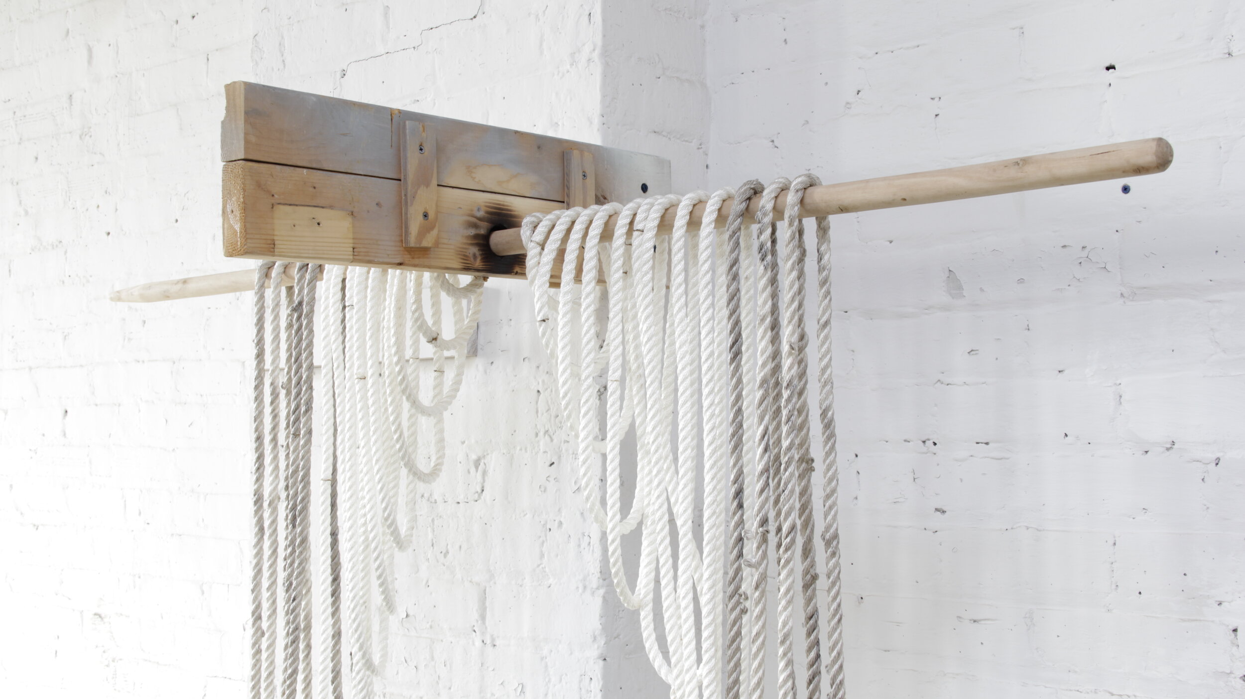 untitled(concentric station),2020,rope,enamel,wear,wood,charring.DETAIL1.JPG