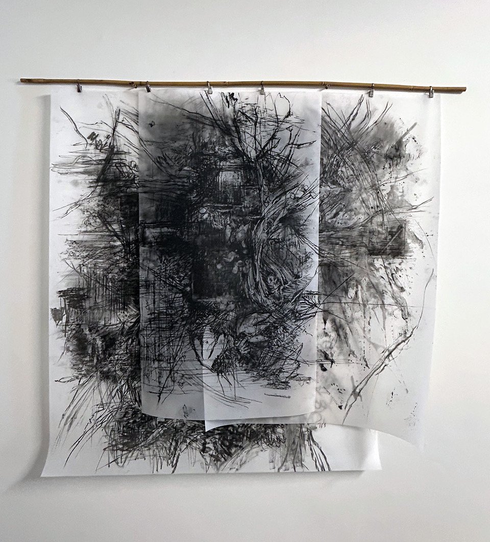 Veiled Ground. Charcoal on architectural drawing film.