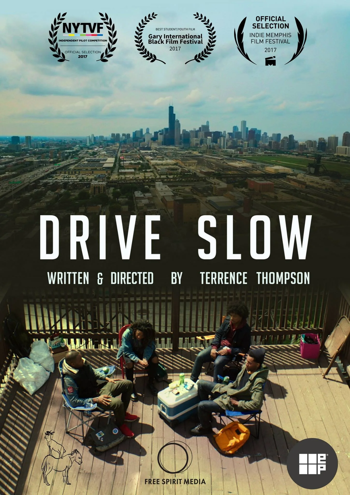Poster designed by Free Spirit Media Pathways member Alexis Esparza featuring Simeon Frierson's photography. 