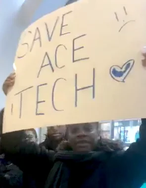 Harper and ACE Tech students stage sit in after being shut out by CPS Board