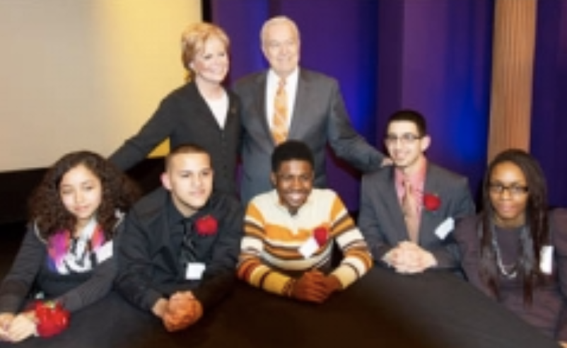 Carol Marin and Bill Kurtis with theyouth panel