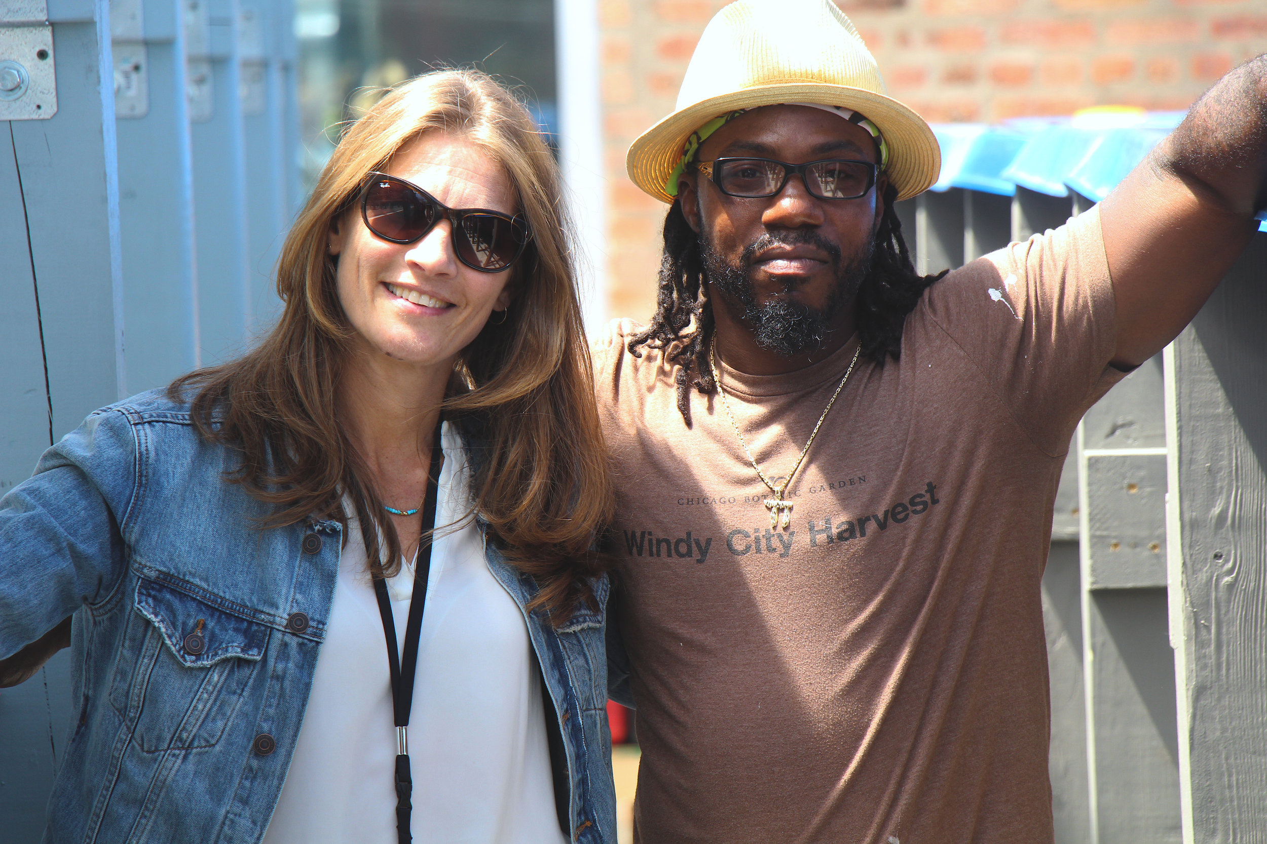 Urban Farms Youth Director Eliza Fournier(Left) with Dawvid Chayim(right)