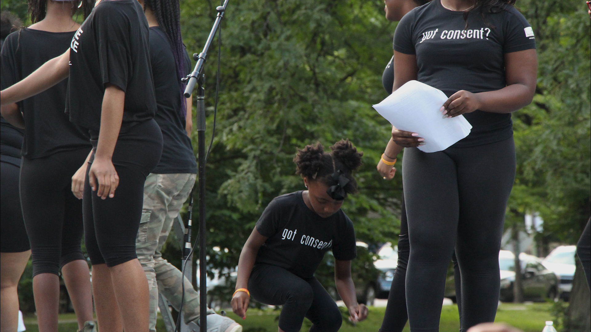 Captured moment of young Girl/Friend getting involved with the introduction of the program.