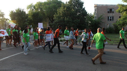 The marchers enjoying the 60632 Peace Gathering are feeling the effects of Unity and Relief. Photo by Tyrese Pough