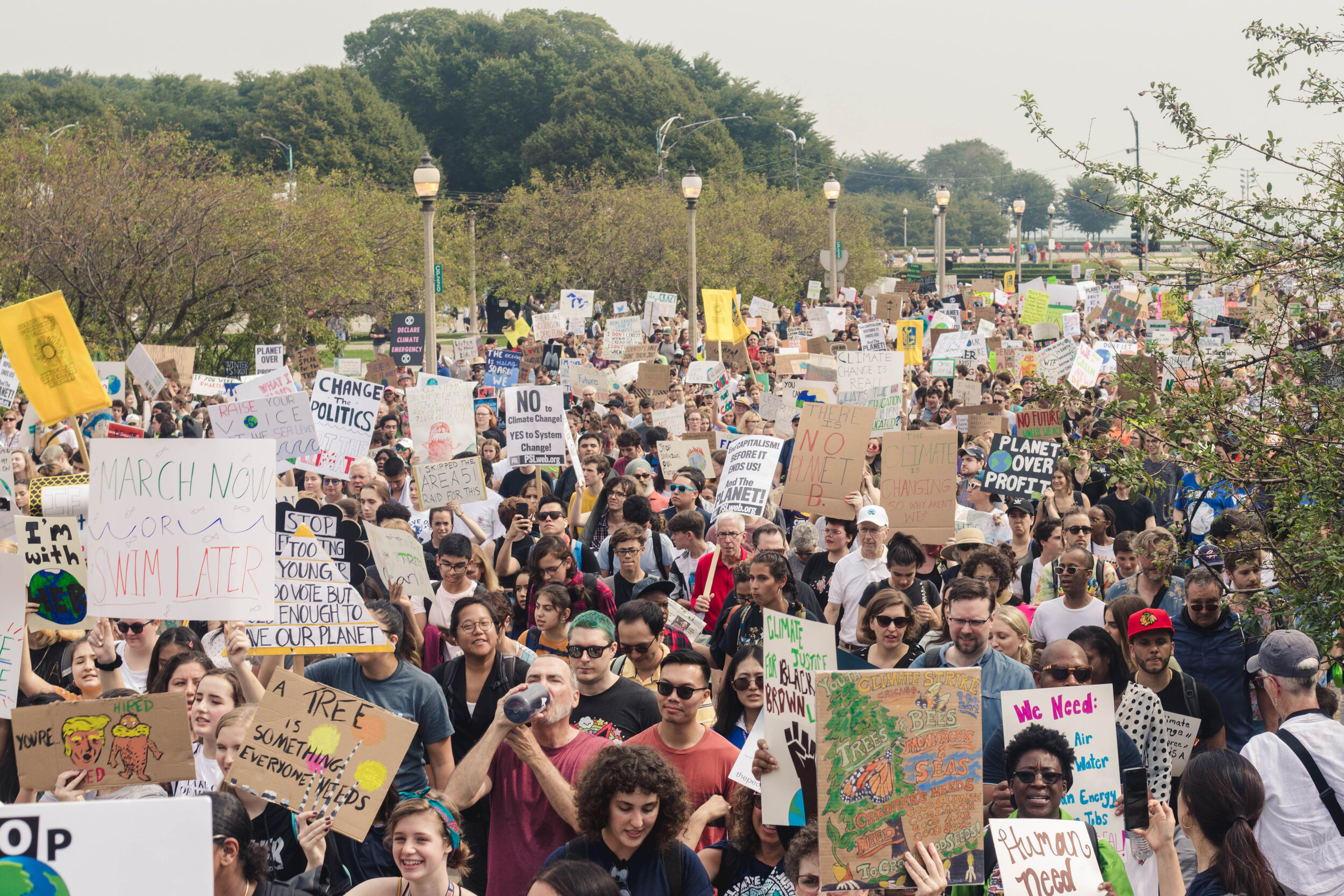  Organizers cross the Van Buren bridge and prepare to enter the downtown area. 